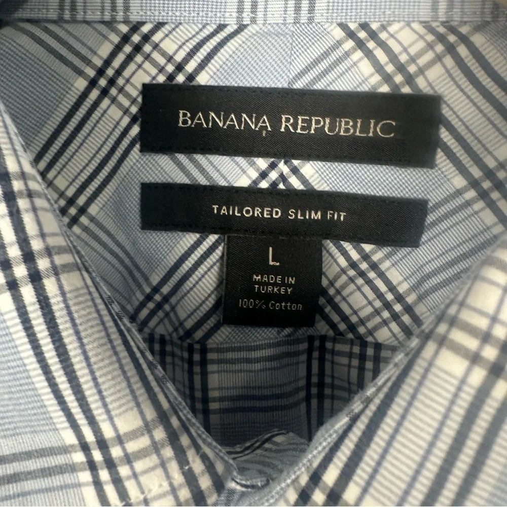 Banana Republic Men’s Large Plaid Slim Fit Tailored Long Sleeve Button Up Shirt